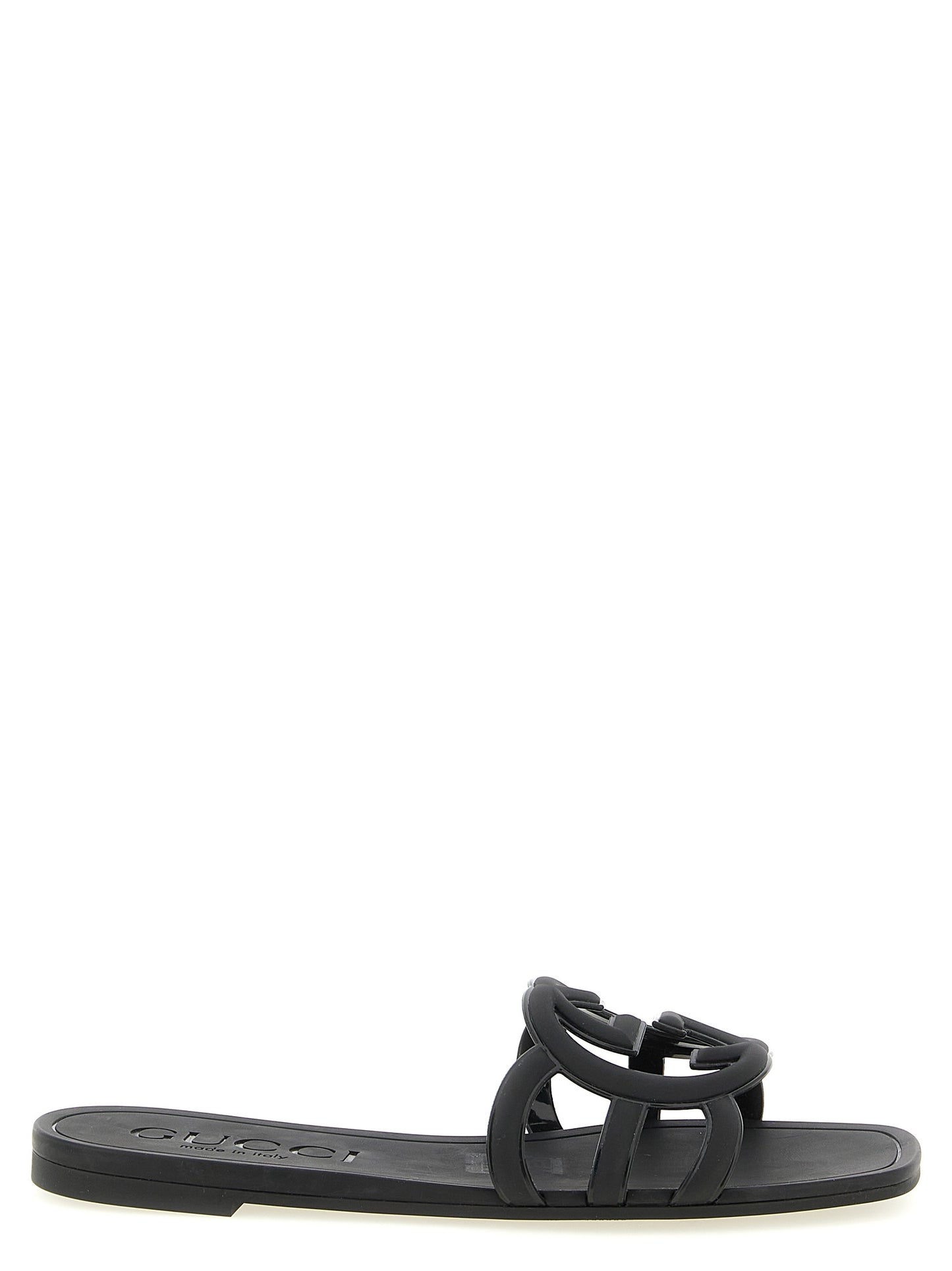Gucci Schwarze Gummipantoletten