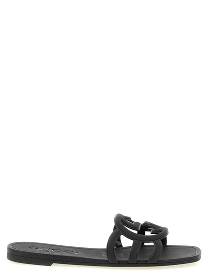 Gucci Schwarze Gummipantoletten