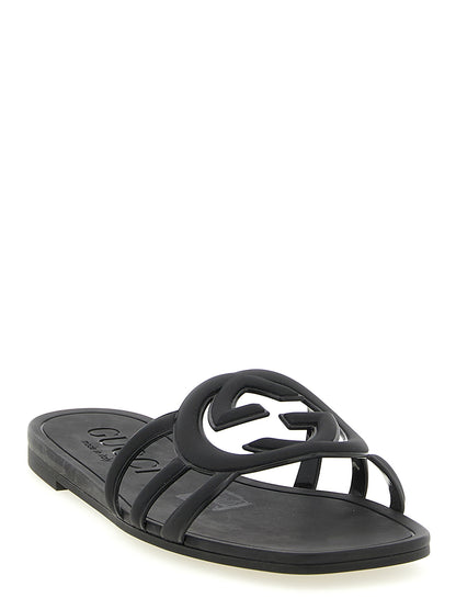 Gucci Schwarze Gummipantoletten
