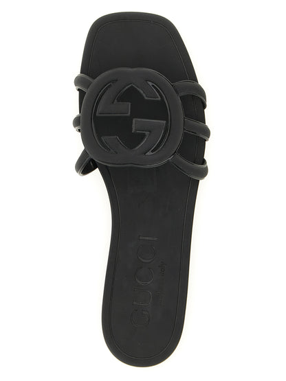 Gucci Schwarze Gummipantoletten