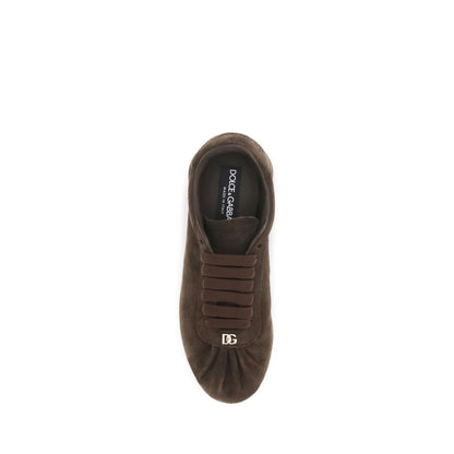 Dolce & Gabbana Braune Wildleder-Sneaker mit niedrigem Schaft