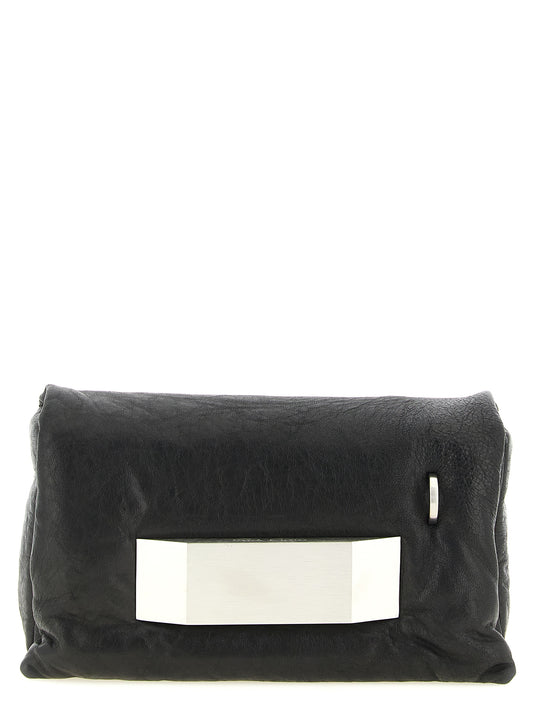 Rick Owens Schwarze Lammleder-Clutch