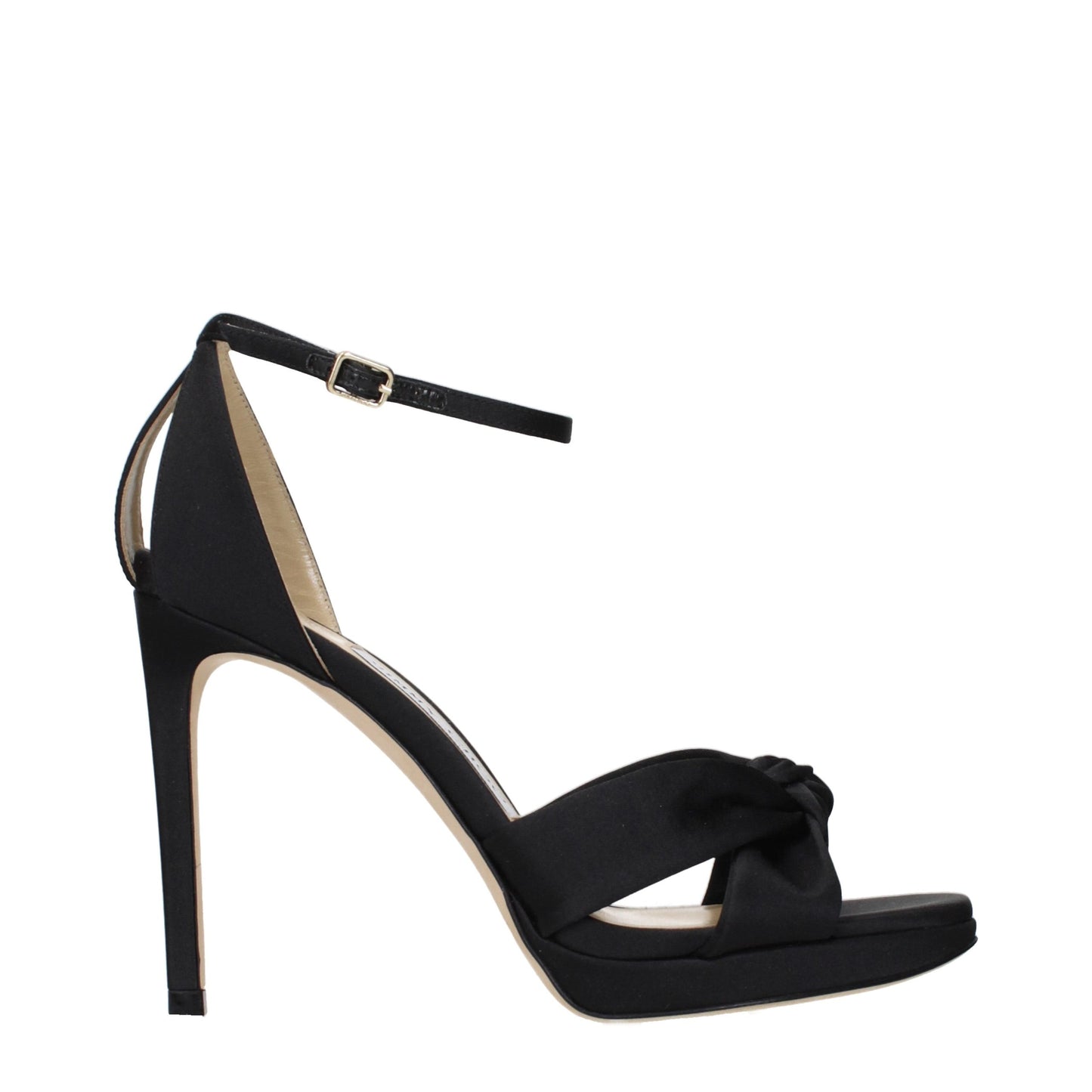 Jimmy Choo Schwarze Satin-Plateau-Sandalen