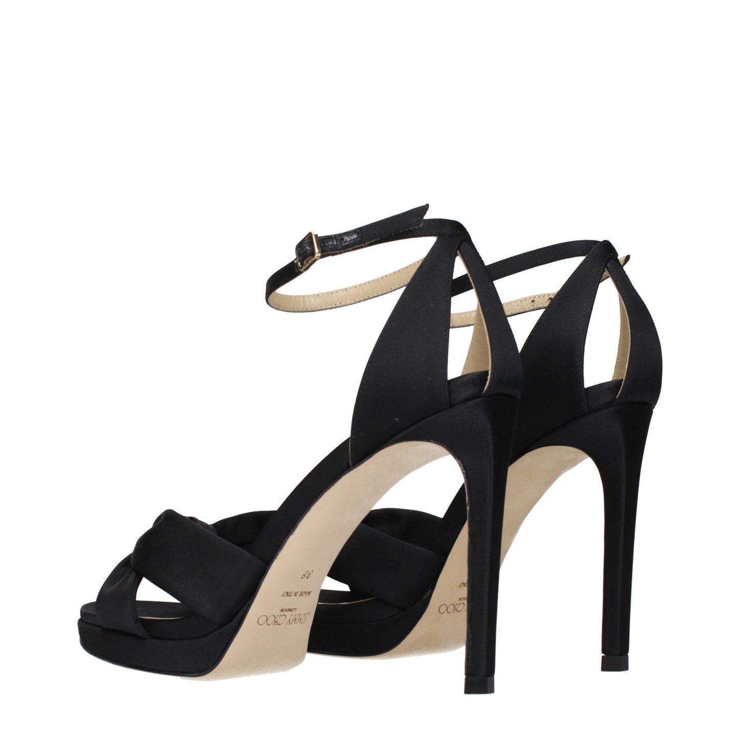 Jimmy Choo Schwarze Satin-Plateau-Sandalen