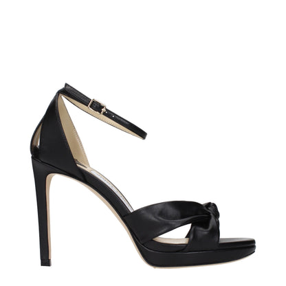 Jimmy Choo Schwarze Leder Plateau-Sandalen