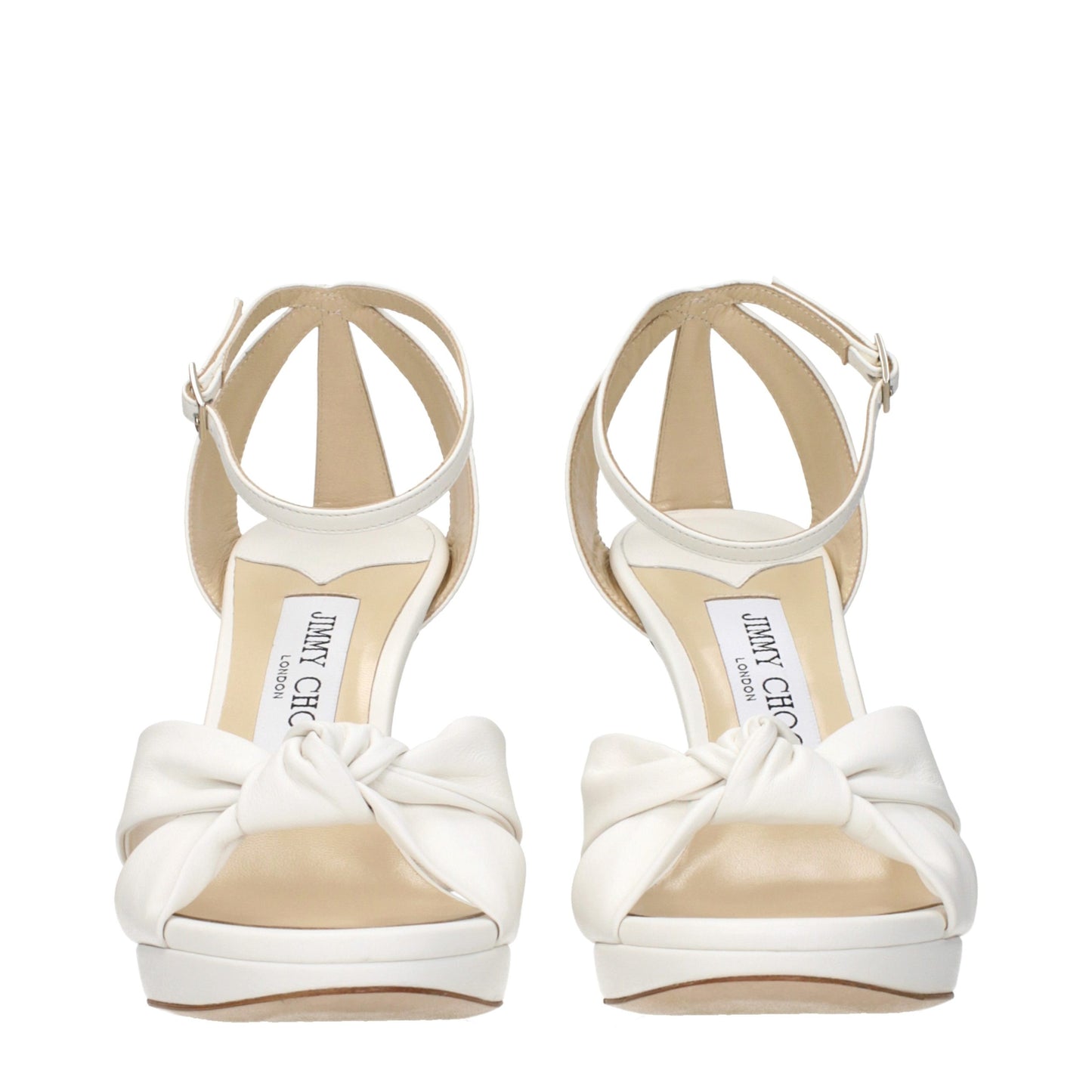 Jimmy Choo Weiße Leder-Plateau-Sandalen