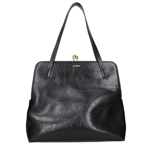 Jil Sander Schwarze Leder Umhängetasche