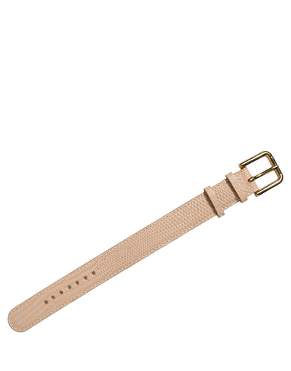 Dolce & Gabbana Beige Armband aus strukturiertem Leder mit goldener Schnalle