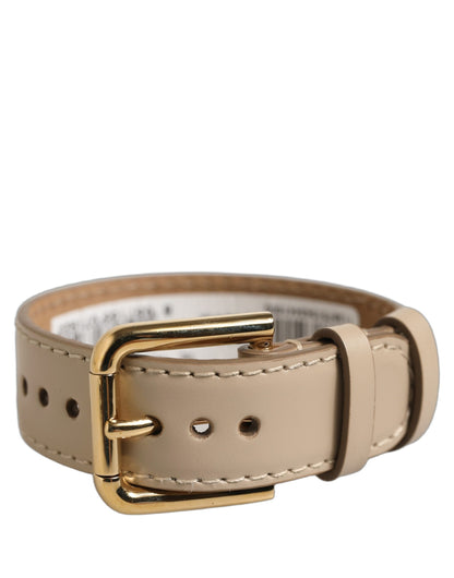 Dolce & Gabbana Armband aus beigem Kalbsleder mit goldener Schnalle