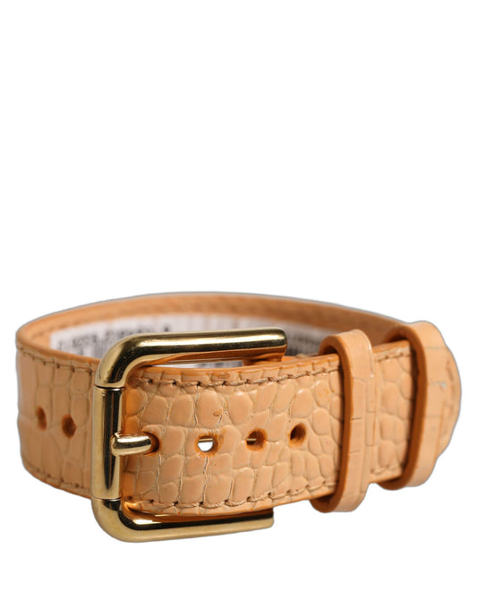 Dolce & Gabbana Bracciale beige in pelle di vitello stampa coccodrillo