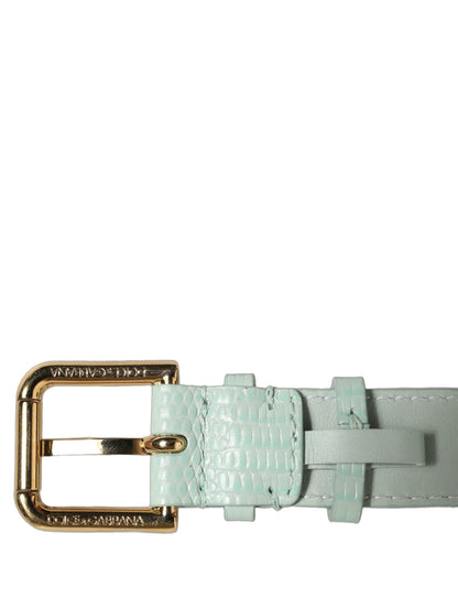 Dolce & Gabbana Armband aus grünem Leder mit goldener Schnalle