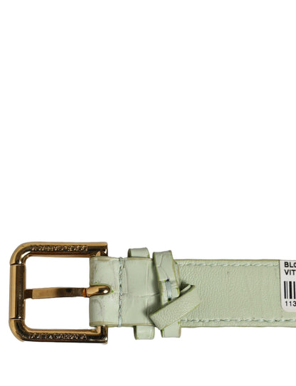 Dolce & Gabbana Armband aus grünem Leder mit Prägung und Goldschnalle