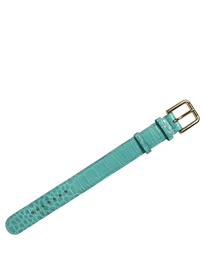 Dolce & Gabbana Blue Embossed-Leather Bracelet with Gold-Tone Buckle