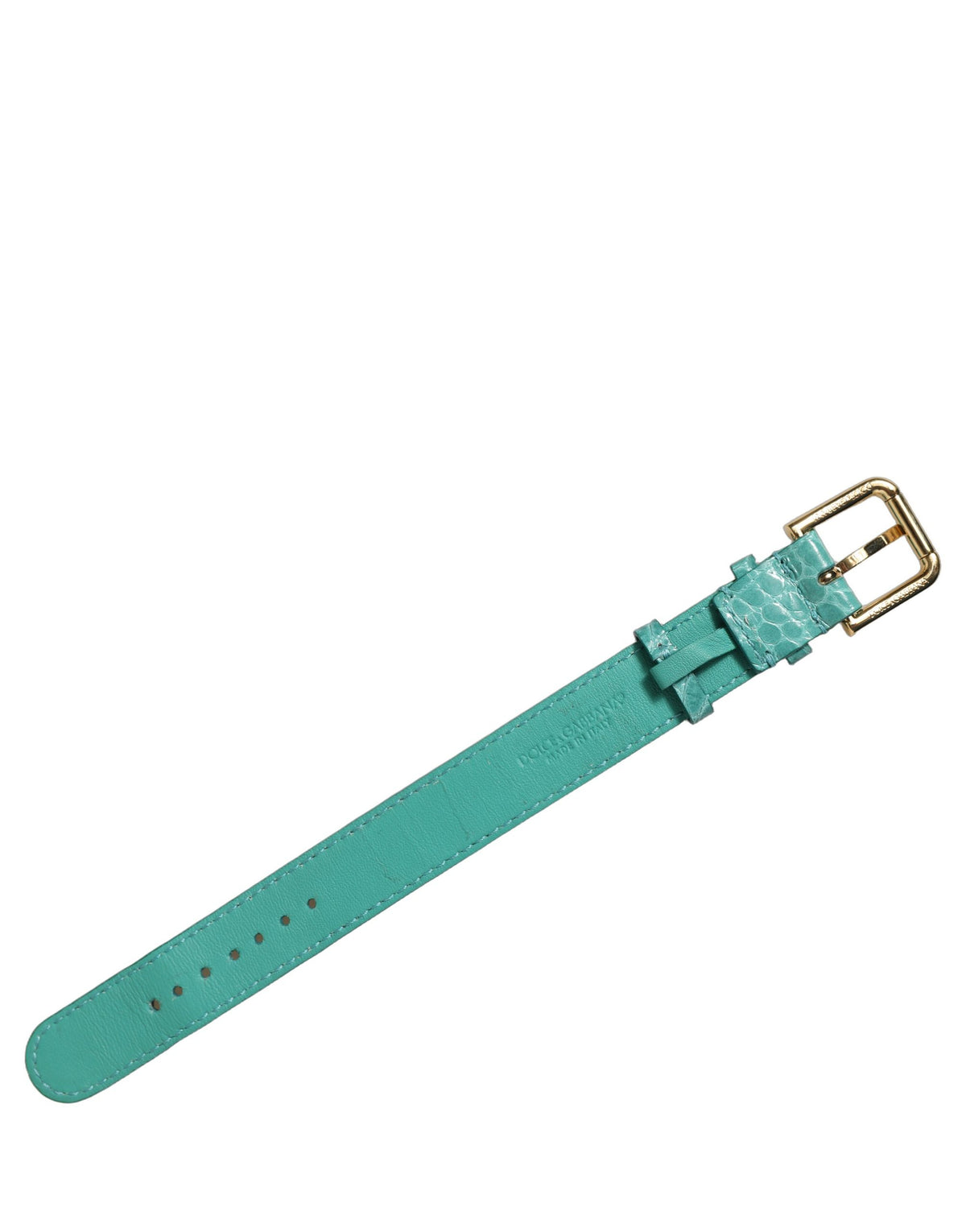 Dolce & Gabbana Blue Embossed-Leather Bracelet with Gold-Tone Buckle