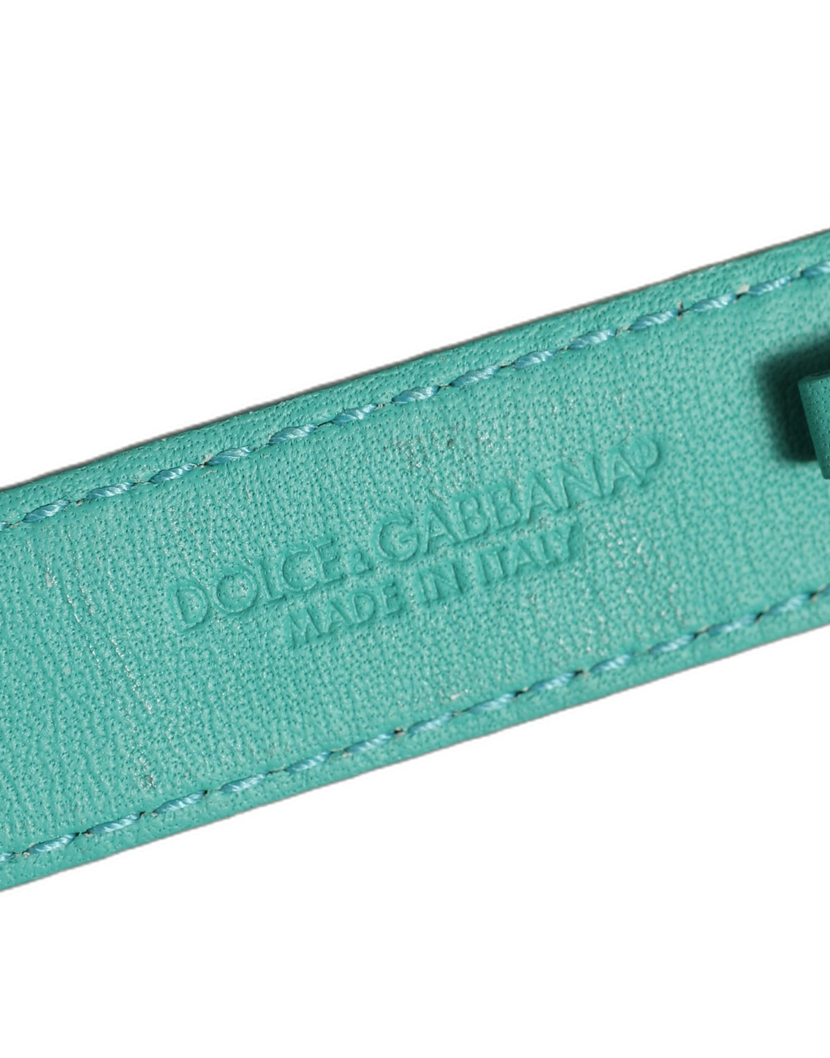 Dolce & Gabbana Blue Embossed-Leather Bracelet with Gold-Tone Buckle