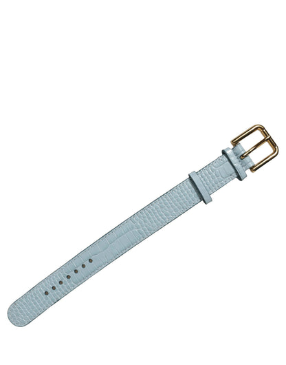 Dolce & Gabbana Armband aus blauem Leder mit Prägung und goldener Schnalle