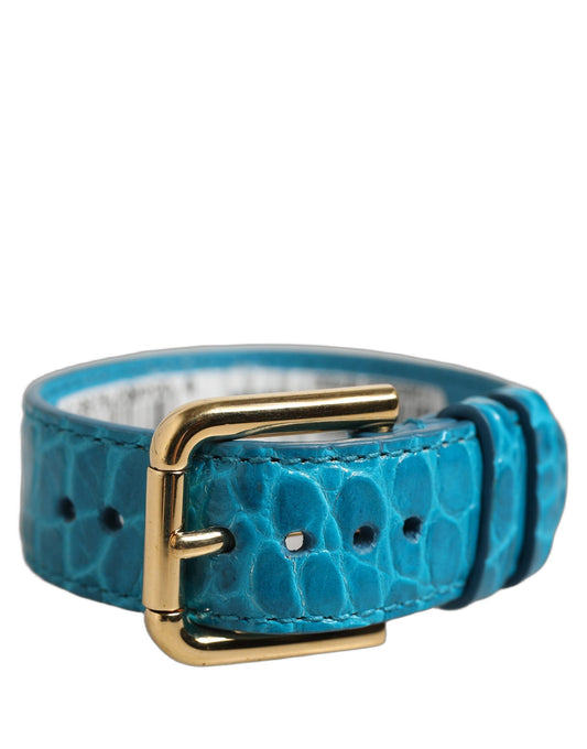 Dolce & Gabbana Blaues Geprägtes Kalbsleder-Armband