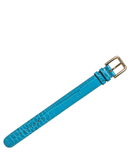 Dolce & Gabbana Blue Croc-Embossed Calf Leather Bracelet