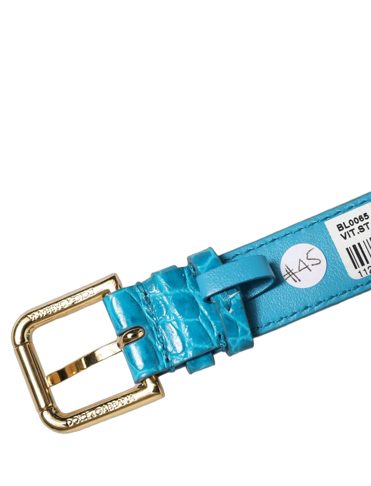 Dolce & Gabbana Blue Croc-Embossed Calf Leather Bracelet