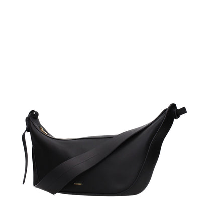 Jil Sander Schwarze Leder Umhängetasche