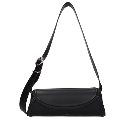 Jil Sander Schwarze Leder Umhängetasche