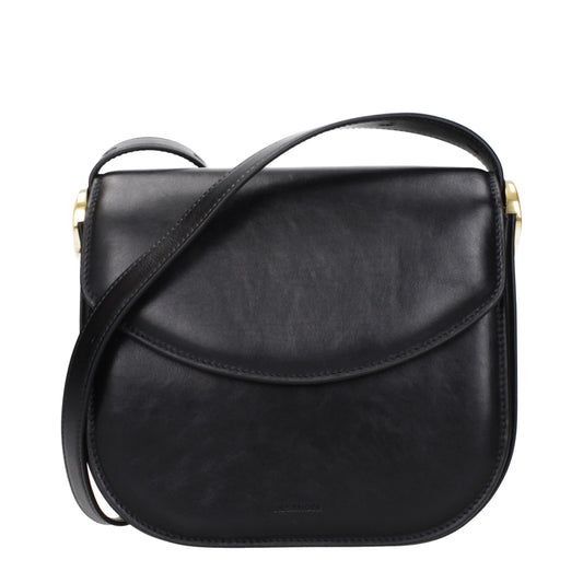 Jil Sander Schwarze Leder Umhängetasche
