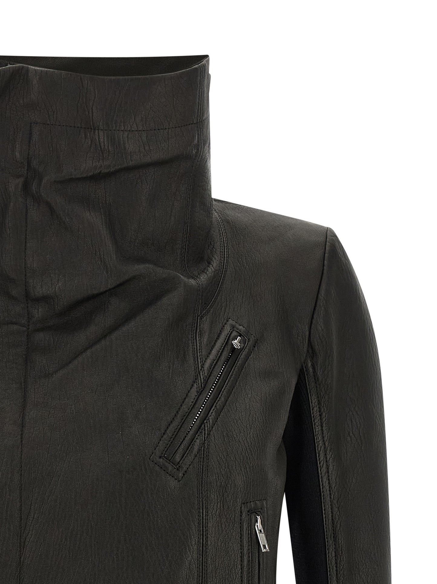 Rick Owens Schwarze Lammlederjacke