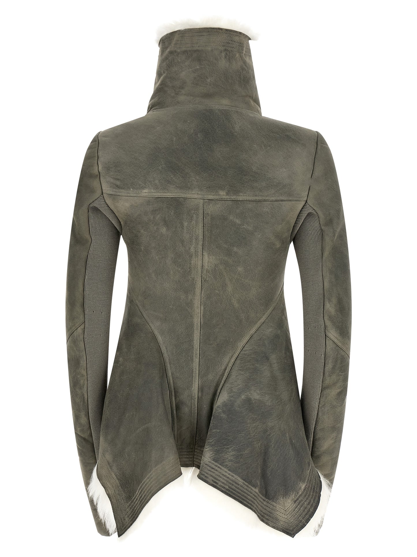 Rick Owens Graue Lammfell-Lederjacke