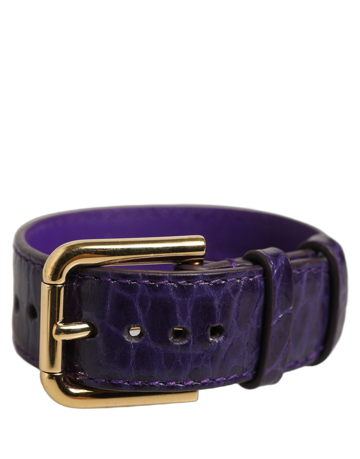 Dolce & Gabbana Violett geprägtes Leather Armband with goldener Schnalle