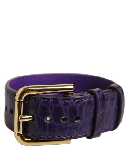 Dolce & Gabbana Violett geprägtes Leather Armband with goldener Schnalle