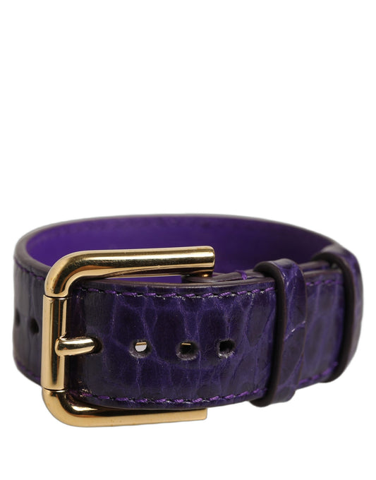 Dolce & Gabbana Violett geprägtes pelle Armband con goldener Schnalle