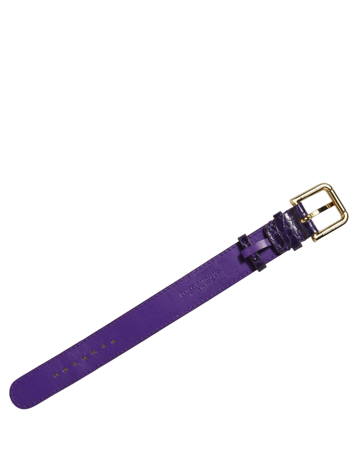 Dolce & Gabbana Violett geprägtes Leather Armband with goldener Schnalle