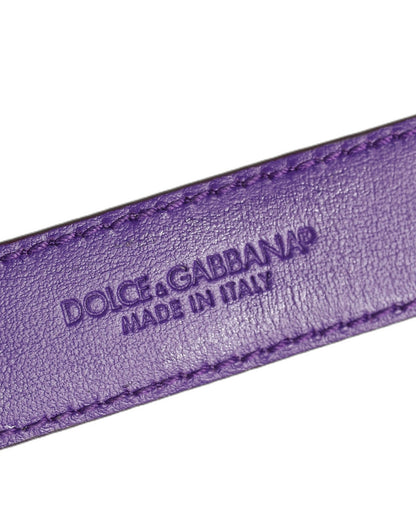Dolce & Gabbana Violett geprägtes Leather Armband with goldener Schnalle