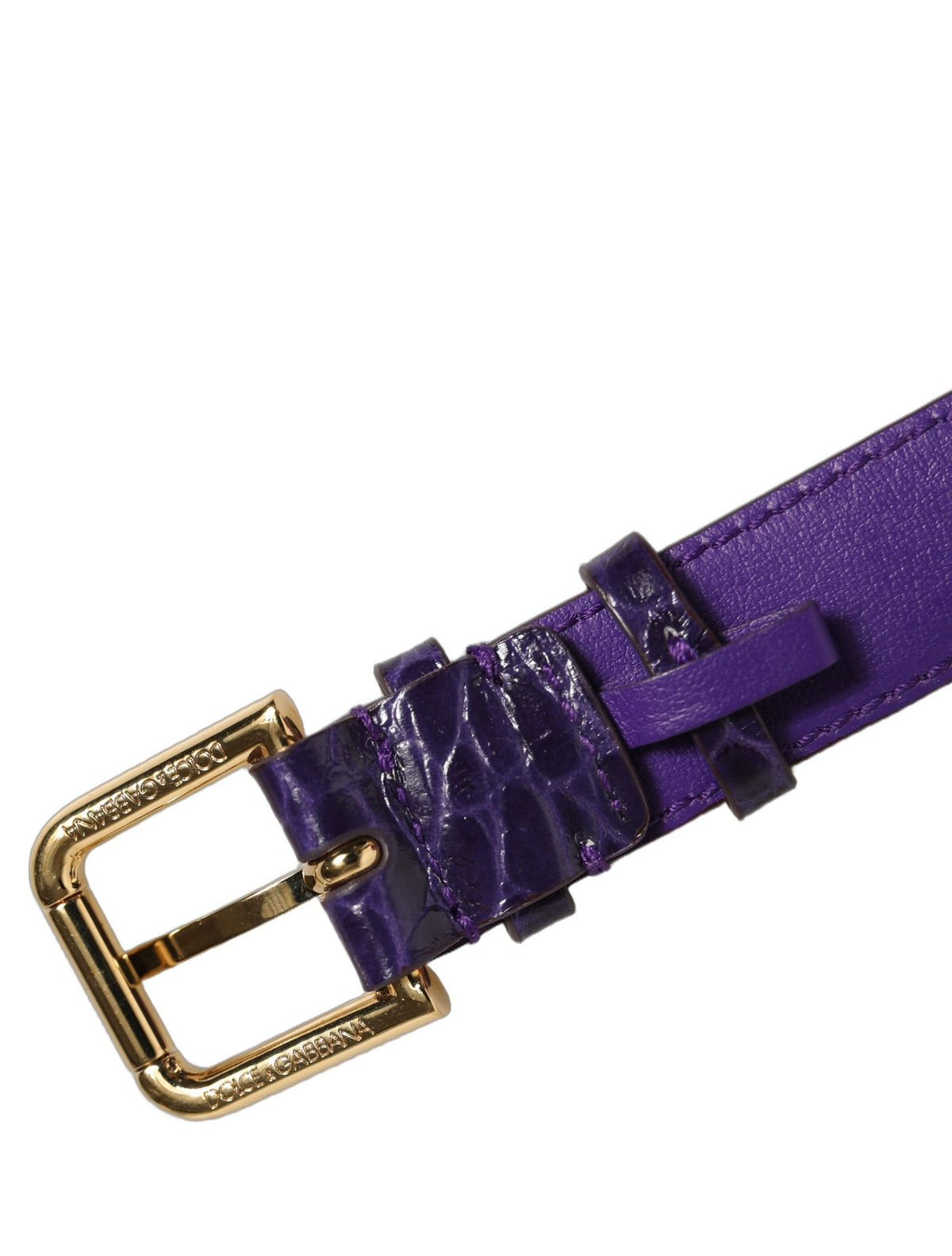 Dolce & Gabbana Violett geprägtes Leather Armband with goldener Schnalle