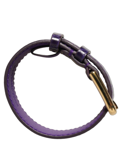 Dolce & Gabbana Violett geprägtes Leather Armband with goldener Schnalle