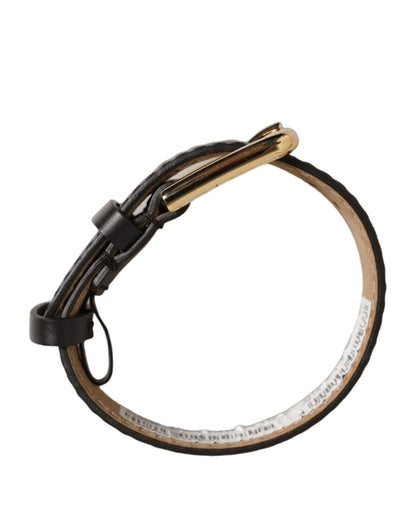 Dolce & Gabbana Armband aus schwarzem Kalbsleder mit goldener Schnalle