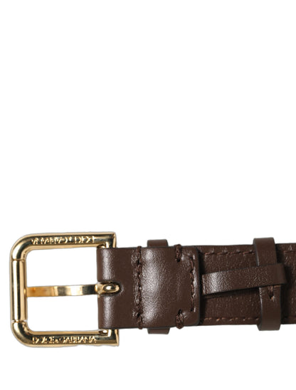 Dolce & Gabbana Armband aus braunem Kalbsleder mit goldener Schnalle