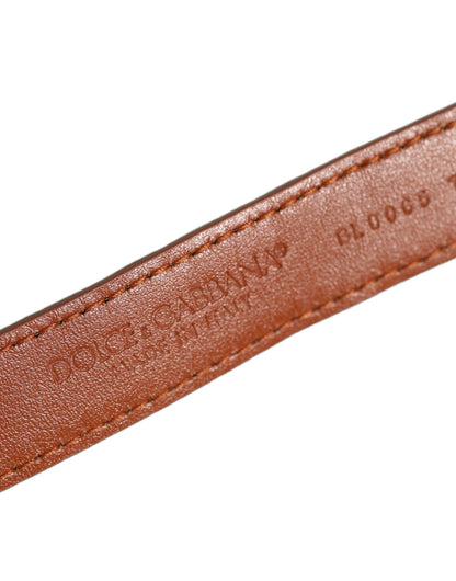Dolce & Gabbana Braunes Armband aus strukturiertem Leder mit goldener Schnalle