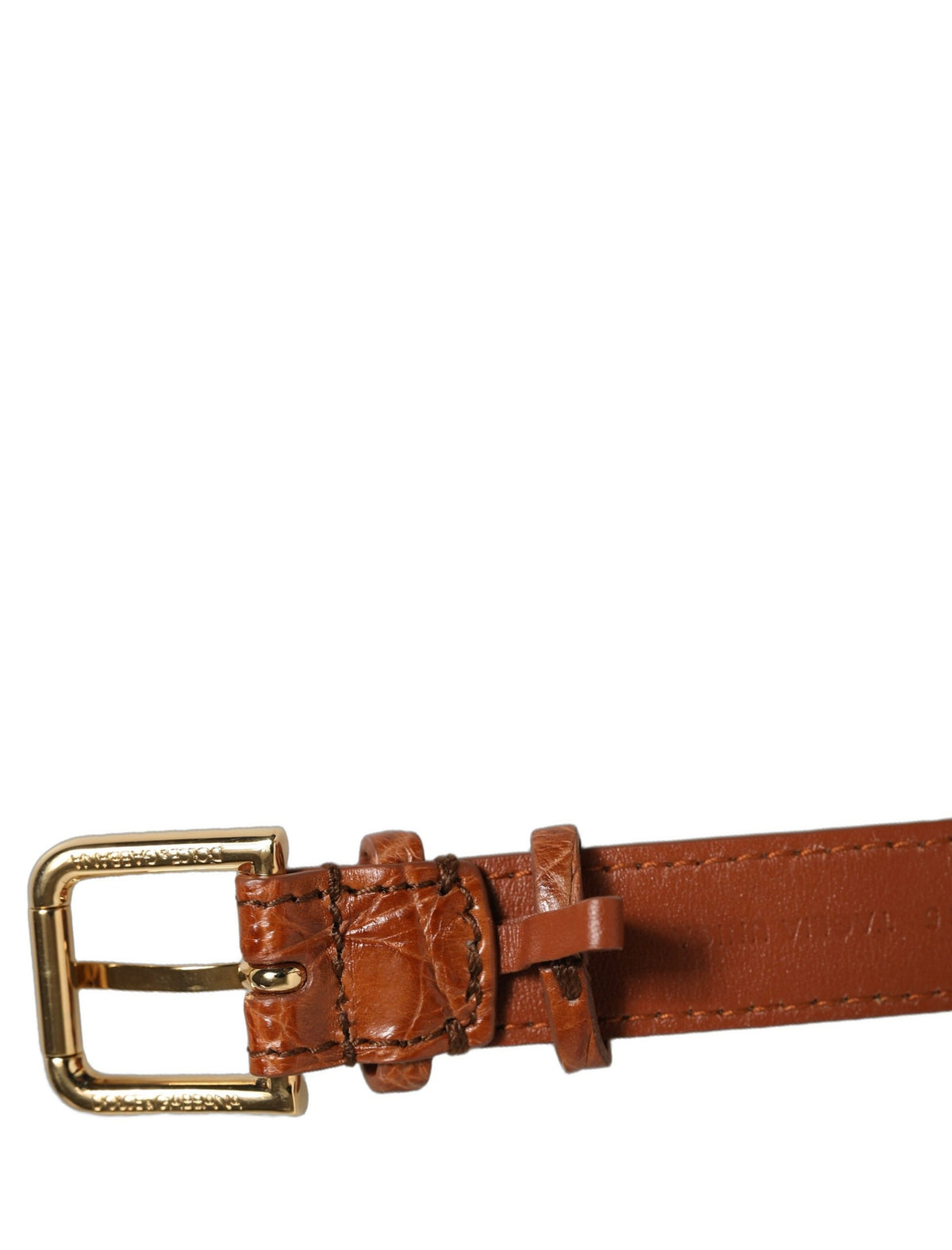 Dolce & Gabbana Bracciale marrone in pelle di caimano con fibbia dorata