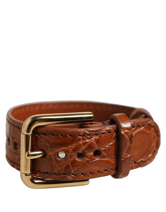 Dolce & Gabbana Braunes Strukturiertes Lederarmband