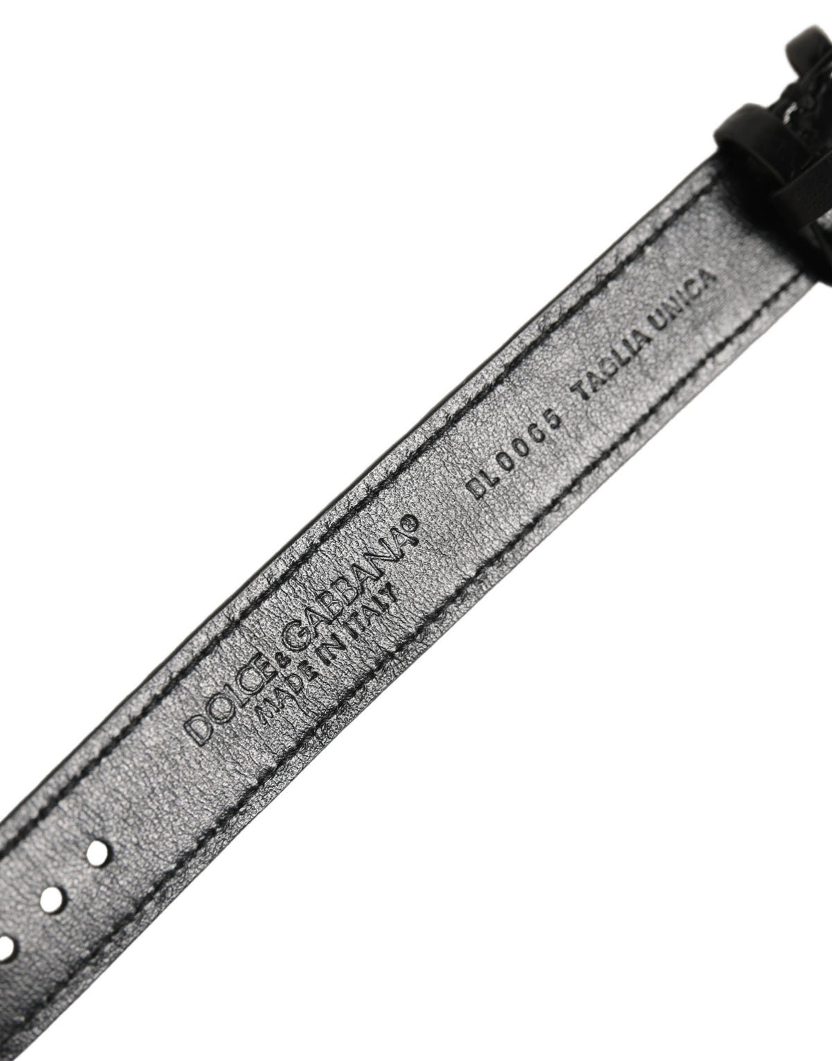 Dolce & Gabbana Bracciale nero in pelle di caimano con fibbia dorata