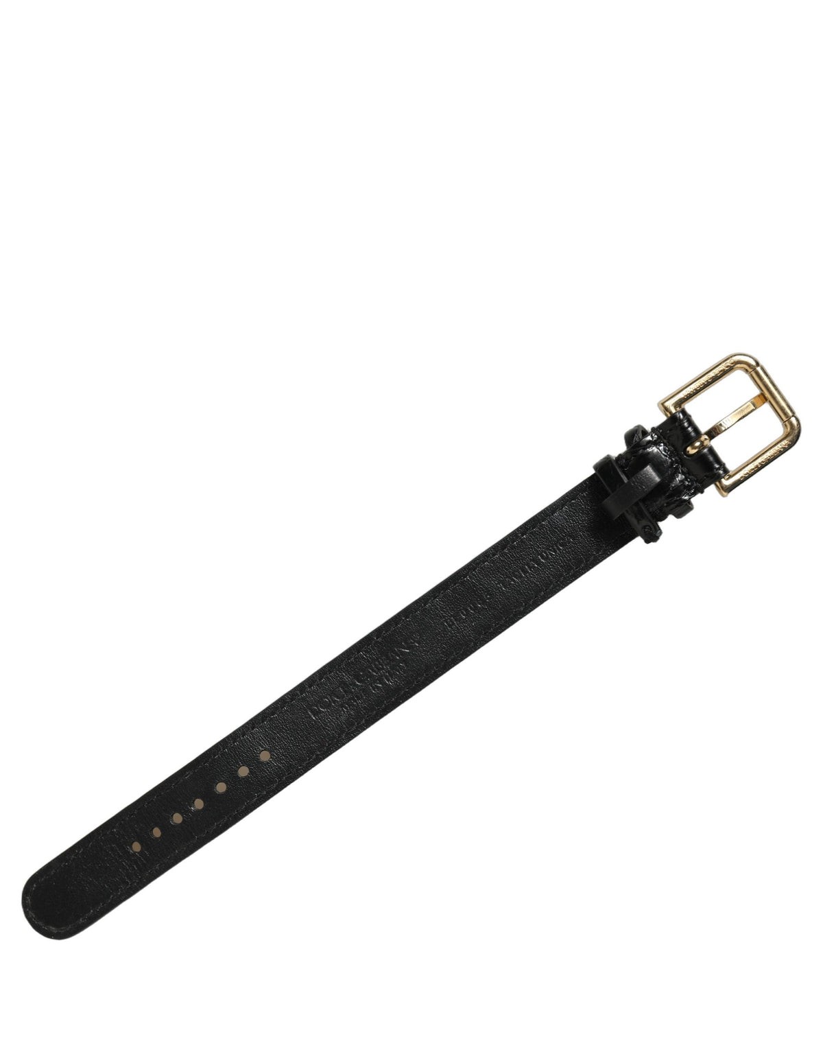 Dolce & Gabbana Bracciale nero in pelle di caimano con fibbia dorata