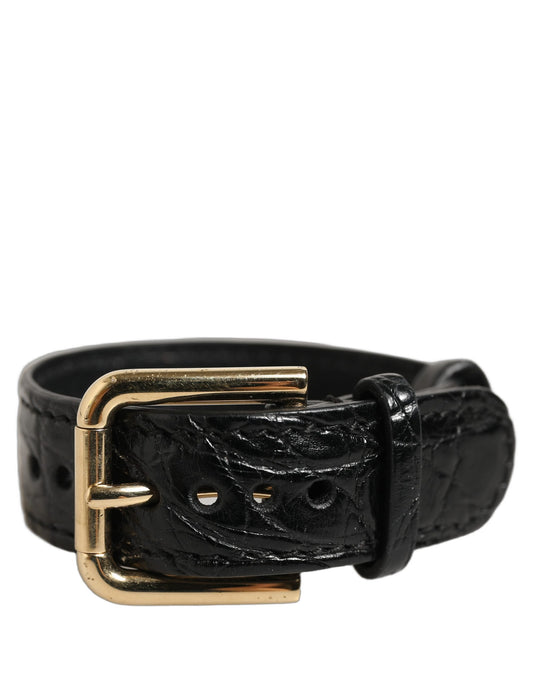 Dolce & Gabbana Schwarzes Strukturiertes Lederarmband