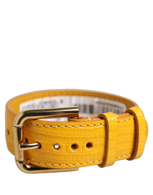 Dolce & Gabbana Gelbes Strukturiertes Lederarmband