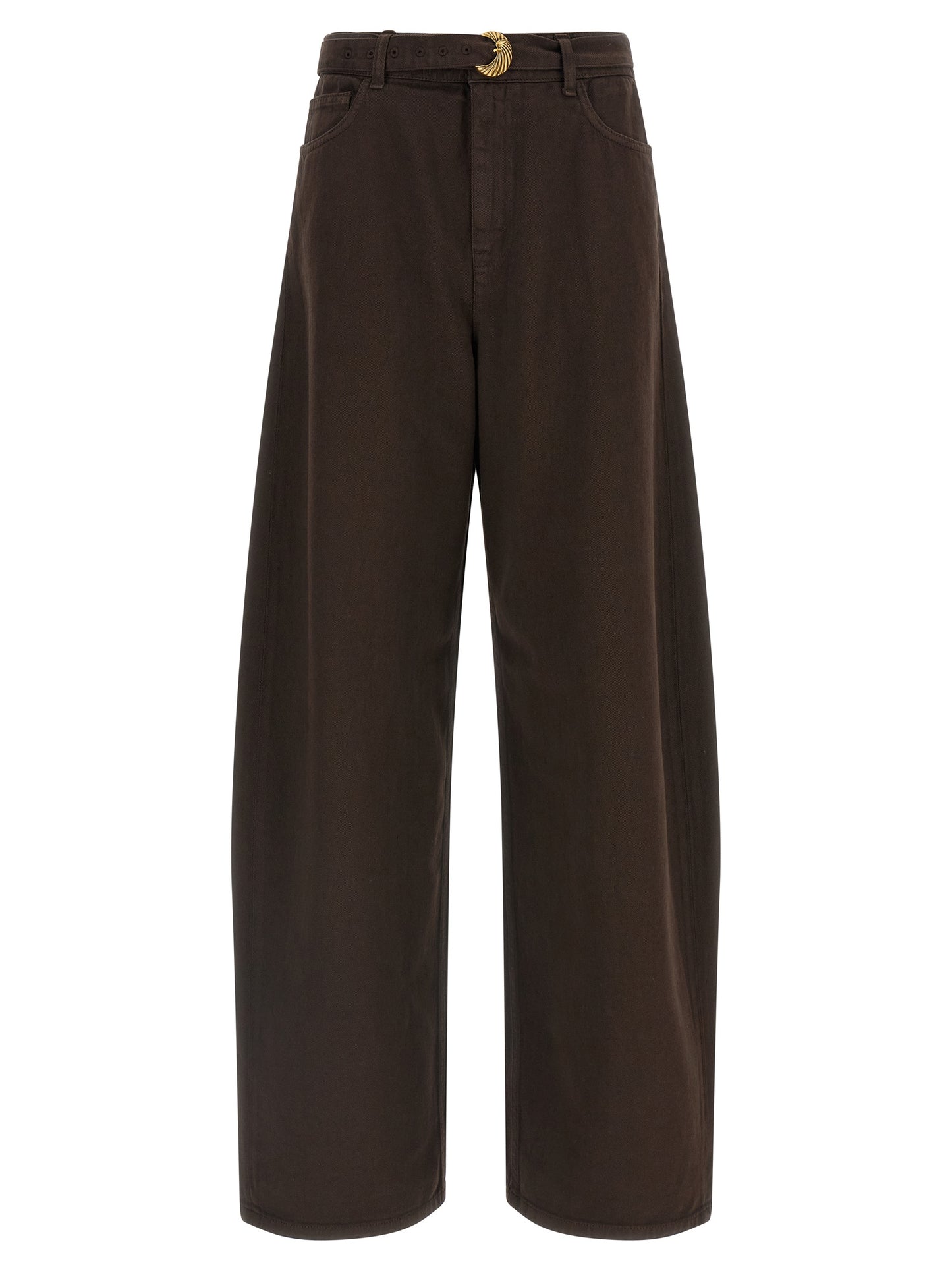 Twinset Braune Baumwoll-Jeans mit hoher Taille