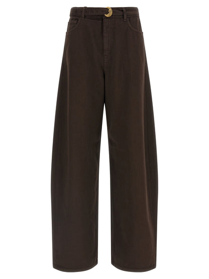 Twinset Braune Baumwoll-Jeans mit hoher Taille
