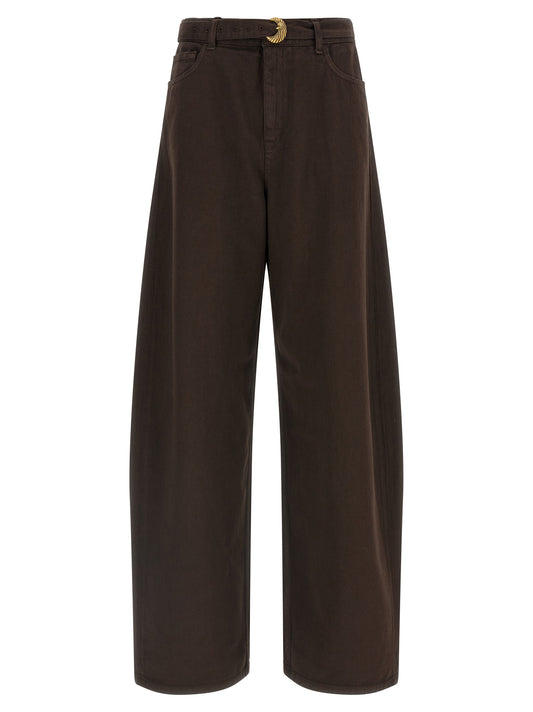Twinset Braune Baumwoll-Jeans mit hoher Taille