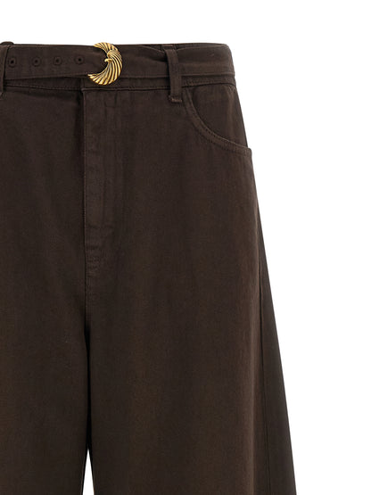 Twinset Braune Baumwoll-Jeans mit hoher Taille