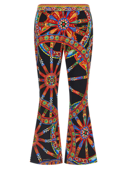 Dolce & Gabbana Mehrfarbige Seidenhose mit ausgestelltem Bein