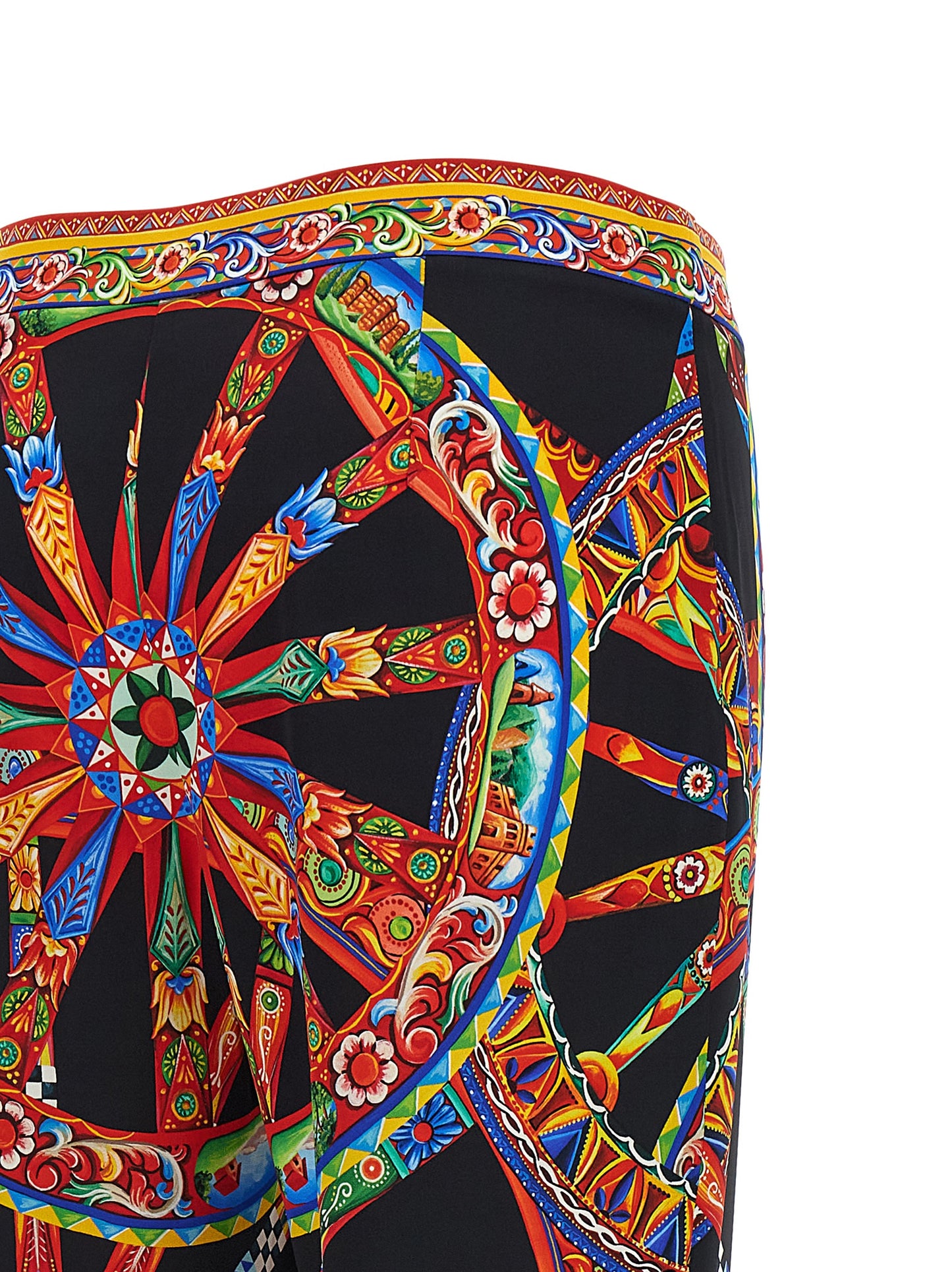 Dolce & Gabbana Mehrfarbige Seidenhose mit ausgestelltem Bein
